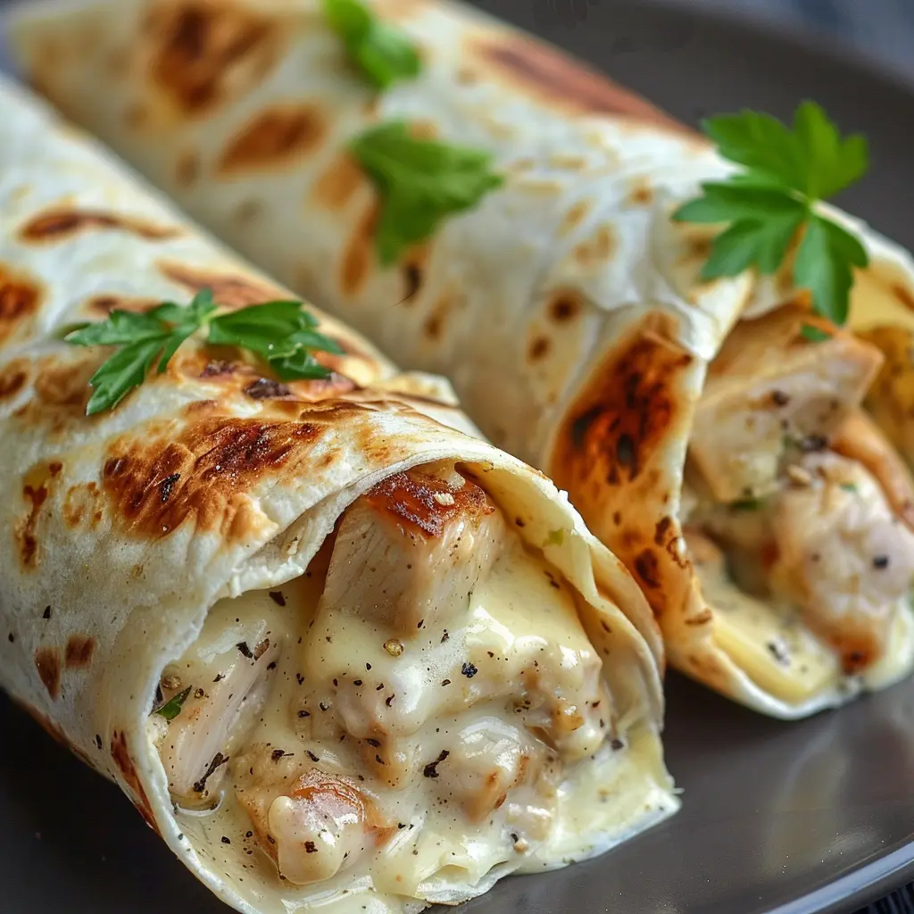 cheesy garlic chicken wraps